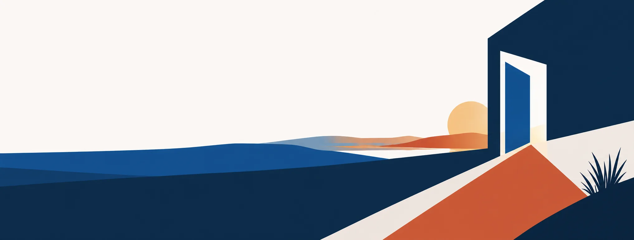 Abstract Oklahoma horizon and open path in Pierre Sells Homes brand colors